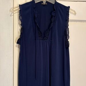 Express Navy Blue Top Blouse with Ruffles